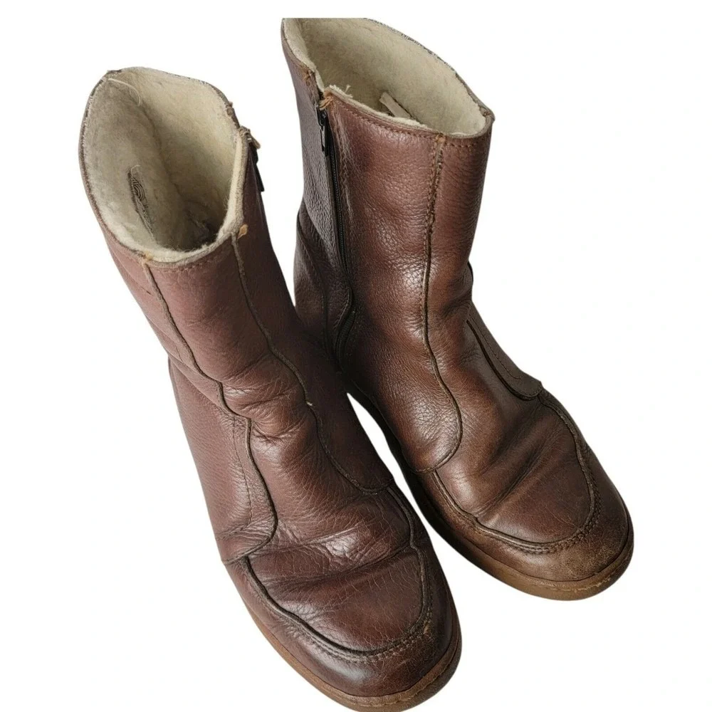 Vintage BATES Floaters‎ Boots 9.5 M Brown Leather Boots Wool Lining